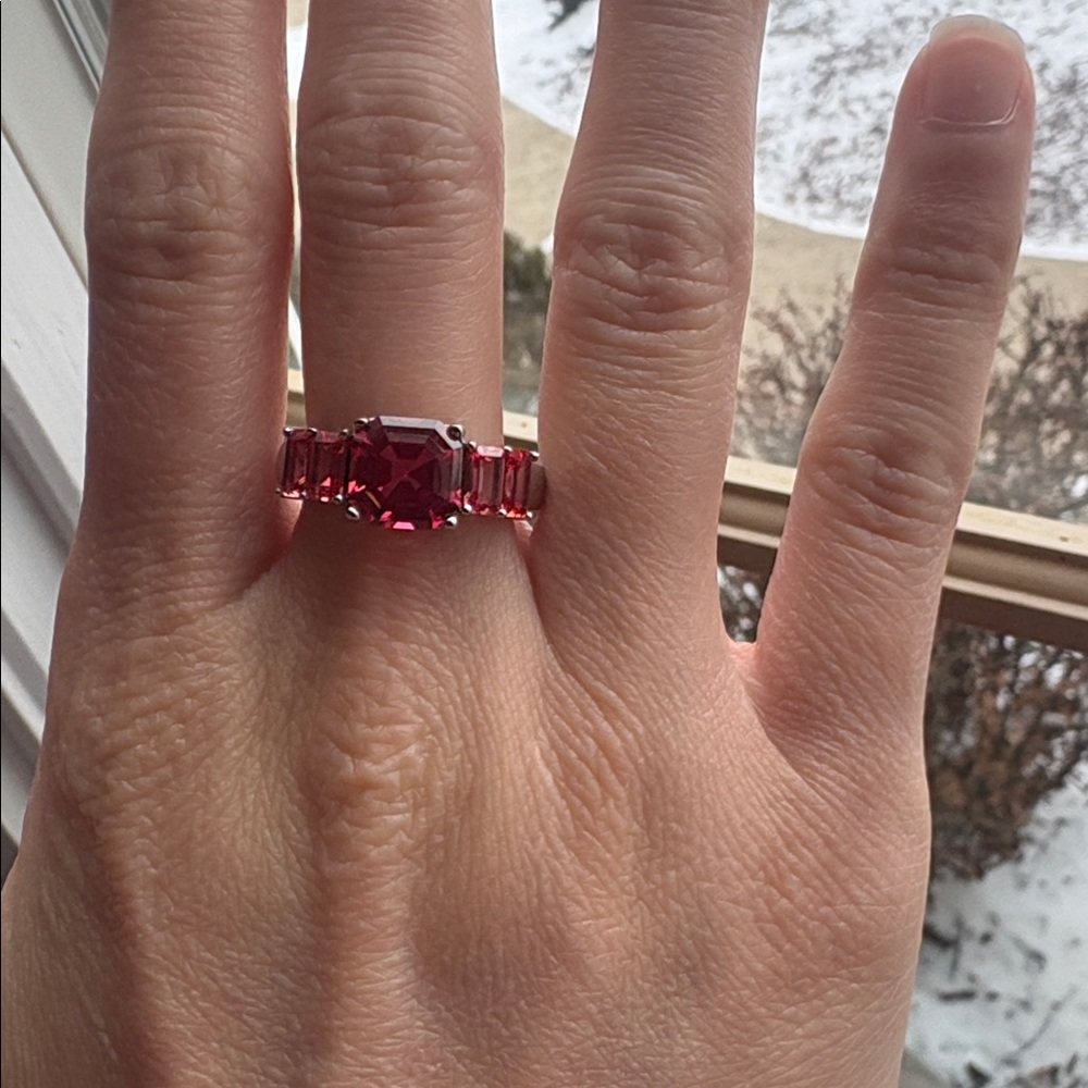 JTV pink/red ring square and rectangular stones
